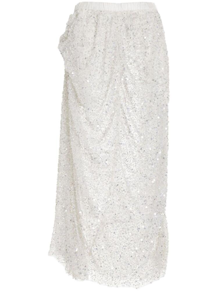 diotima semi-sheer sequinned high-waist skirt - White Cover