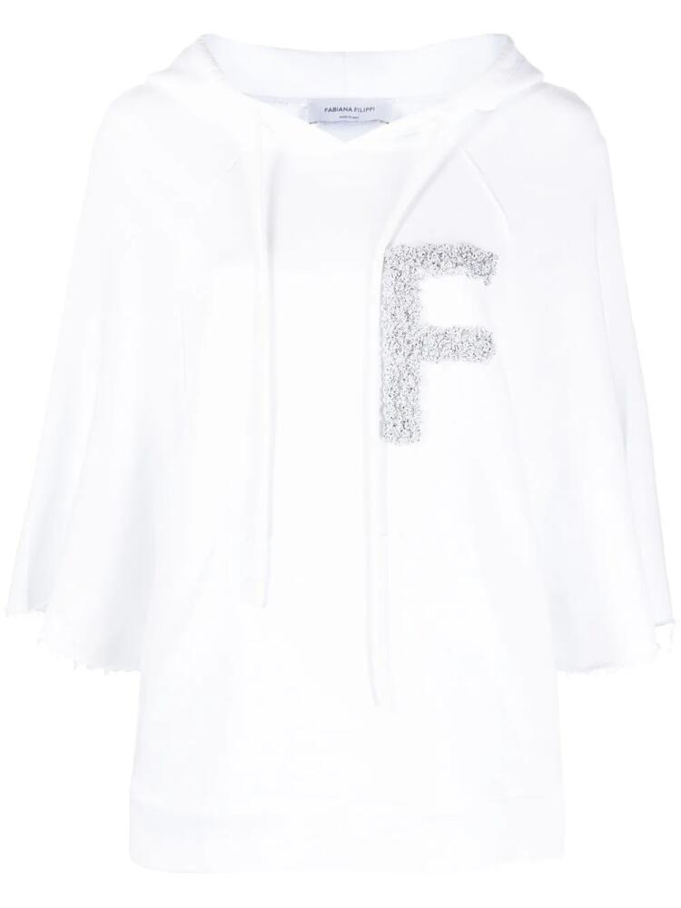 Fabiana Filippi logo-embroidered cotton hoodie - White Cover