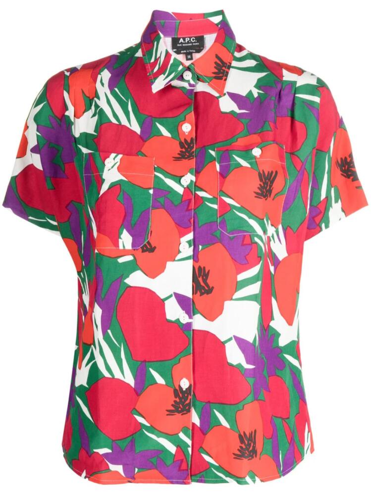 A.P.C. floral-print short-sleeved shirt - Red Cover