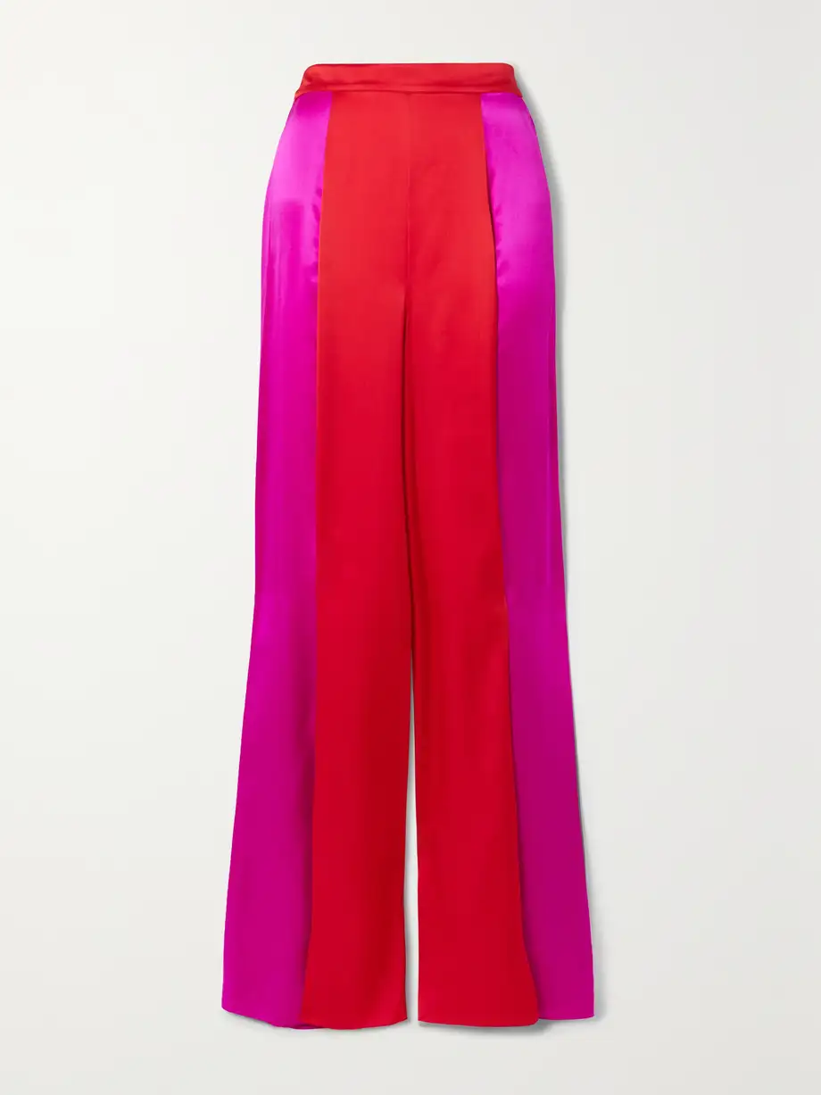 HALPERN - Two-tone Silk-satin Wide-leg Pants - Pink Cover