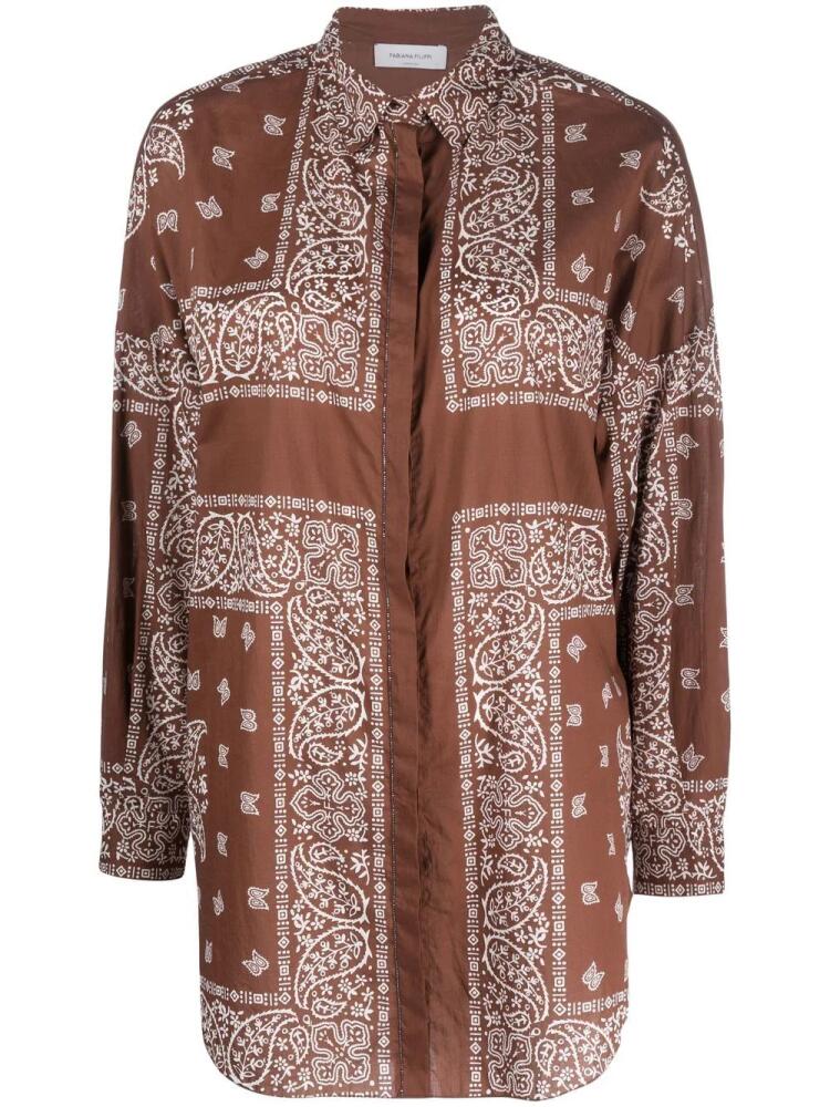 Fabiana Filippi bandana-print long-sleeved shirt - Brown Cover