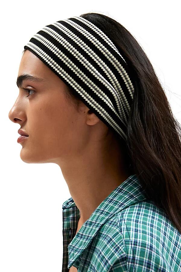 Textured Striped Headwrap in Black Cover