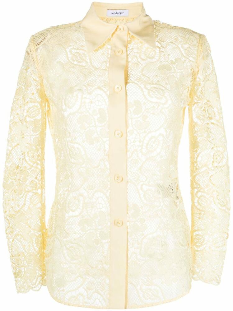 Rodebjer Carmen button-up lace shirt - Yellow Cover