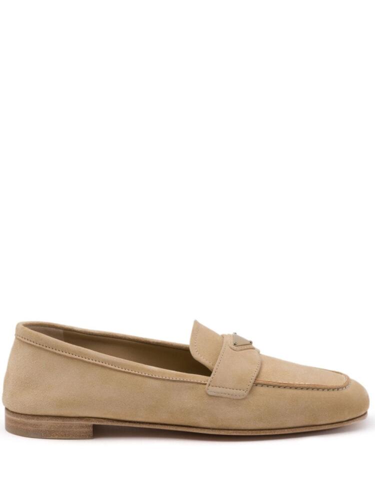 Prada triangle-logo suede loafers - Neutrals Cover