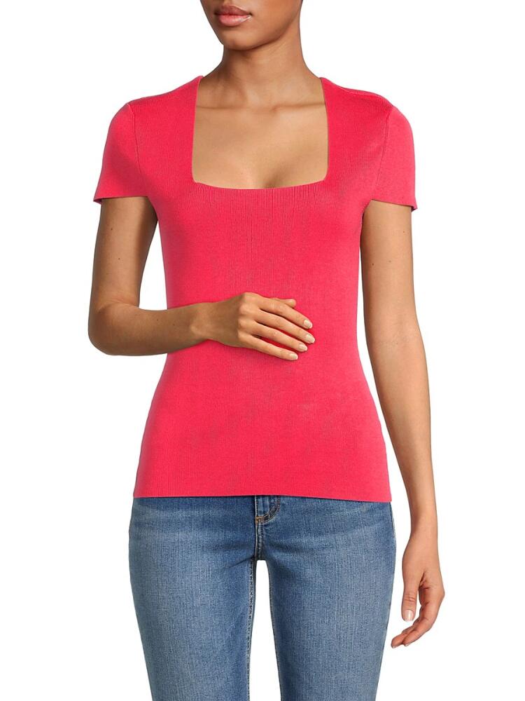 DKNY Women's Squareneck Sweater Top - Beach Coral Cover