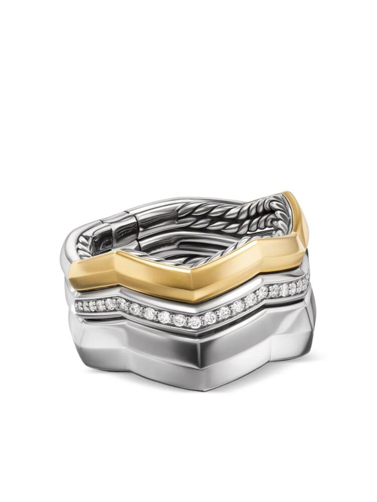 David Yurman 18kt gold and sterling silver Stax diamond ring Cover