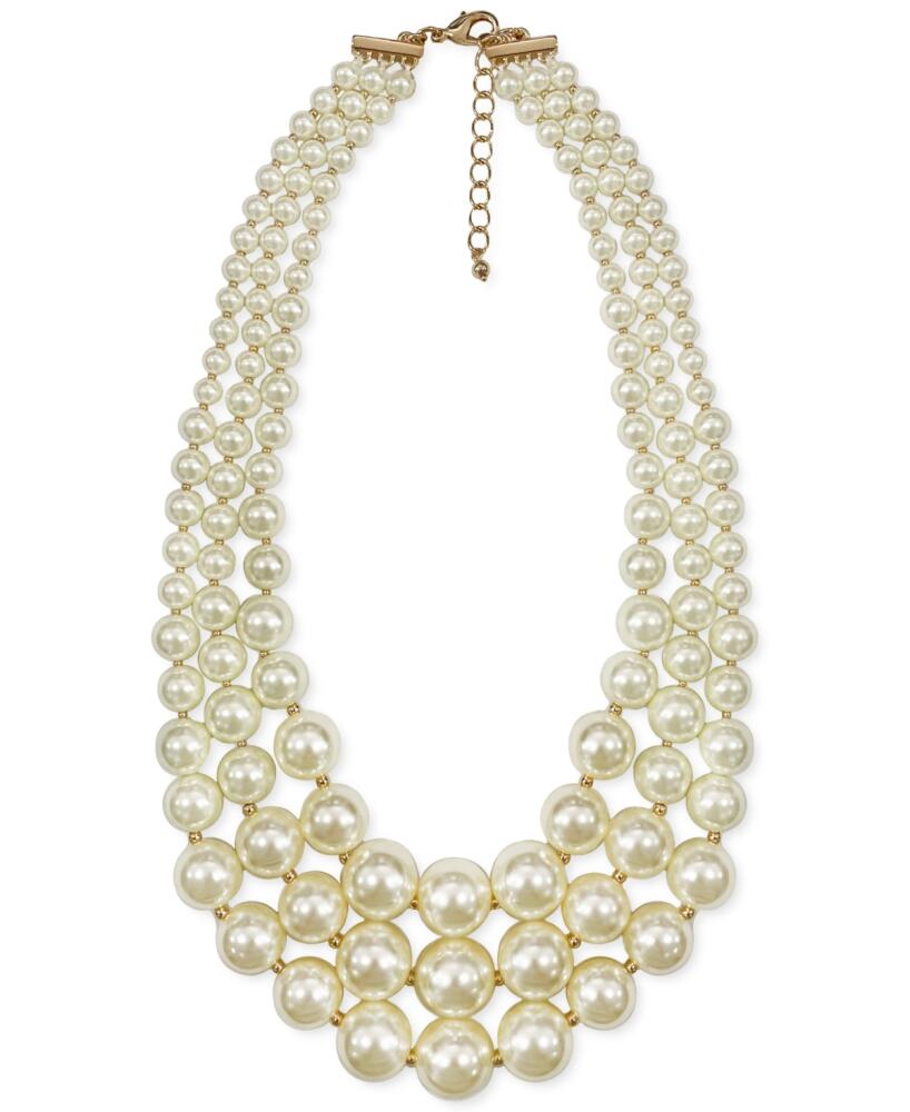 Charter Club Imitation Pearl Three-Row Collar Necklace, Created for Macy's - White Cover