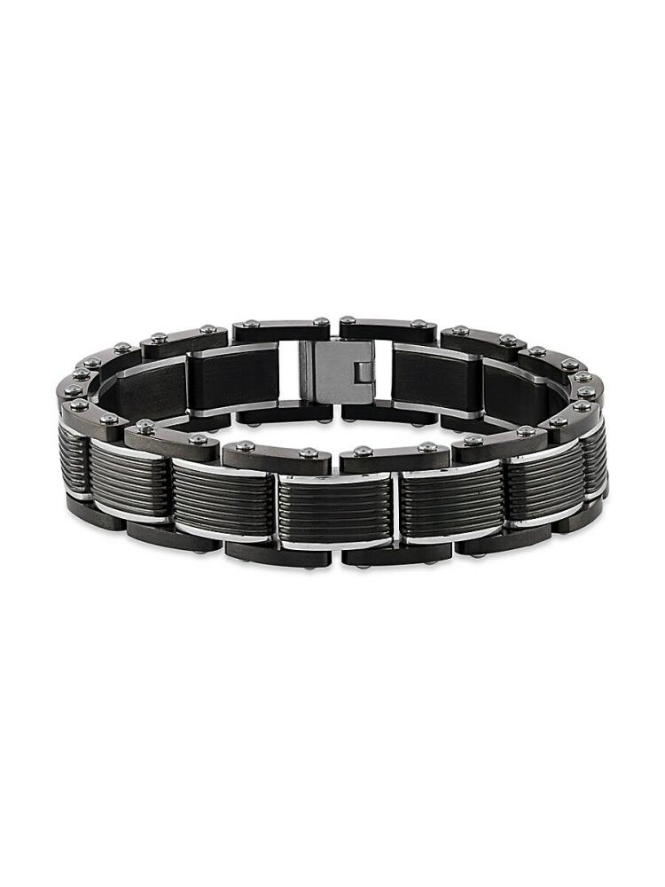 Esquire Men's Black IP Stainless Steel Link Bracelet Cover