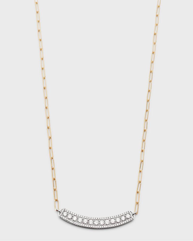 Frederic Sage 18K Yellow and White Gold Large Single Row Horizontal Curved Bar Necklace Cover