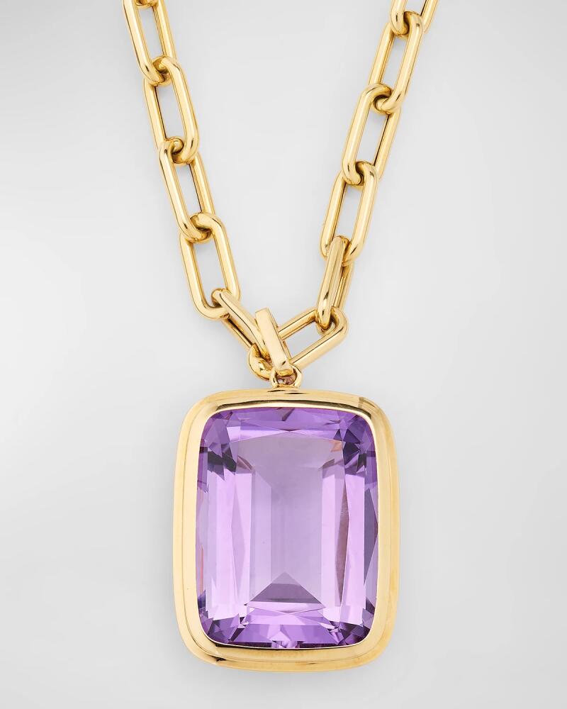 Goshwara 18K Yellow Gold Manhattan Amethyst Cushion Pendant Necklace Cover