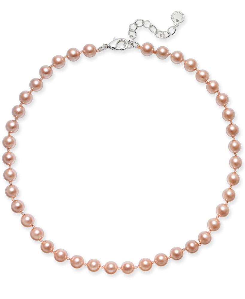 Charter Club Silver-Tone Pink Imitation Pearl (8mm) Collar Necklace, Created for Macy's - Pink Cover