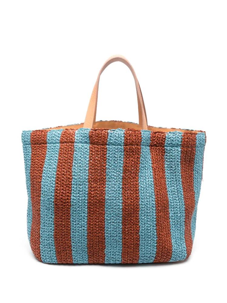 La DoubleJ Riviera striped raffia tote bag - Blue Cover