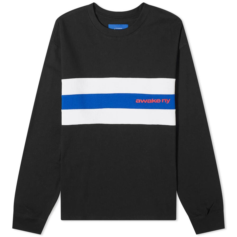 Awake NY Men's Long Sleeve Stripe T-Shirt in Black Cover