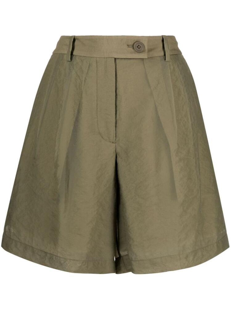 Helmut Lang pleated sheer shorts - Green Cover