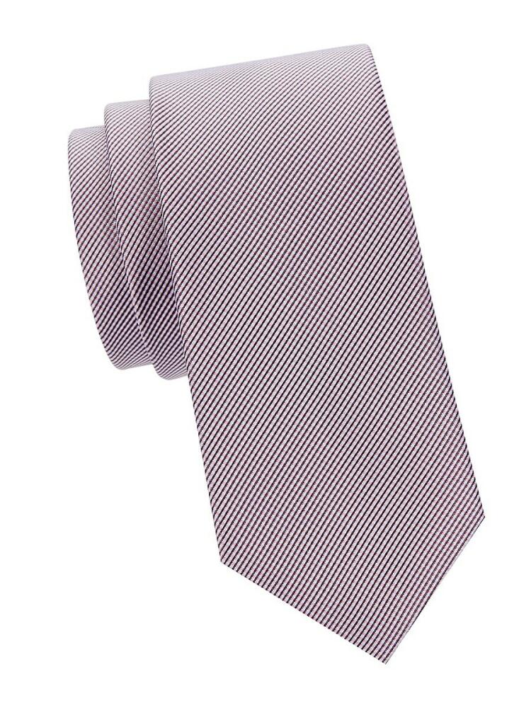 Saks Fifth Avenue Men's Gingham Stripe Silk Tie - Black White Cover