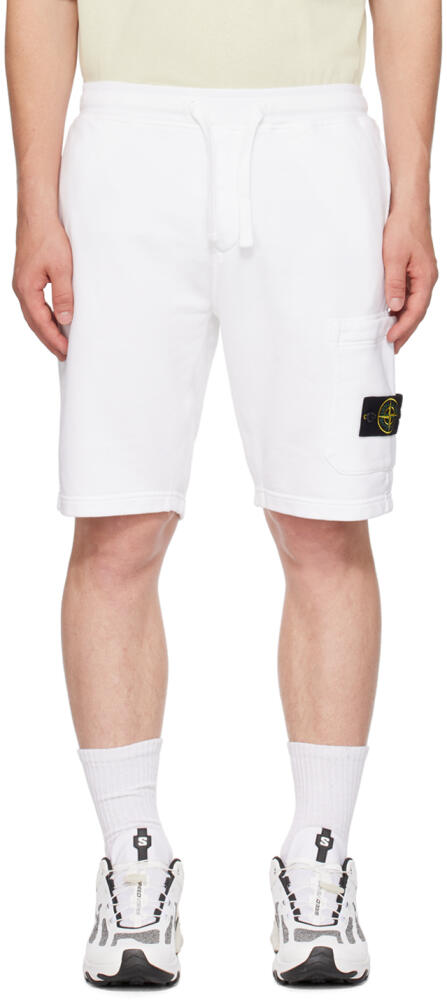 Stone Island White Garment-Dyed Shorts Cover