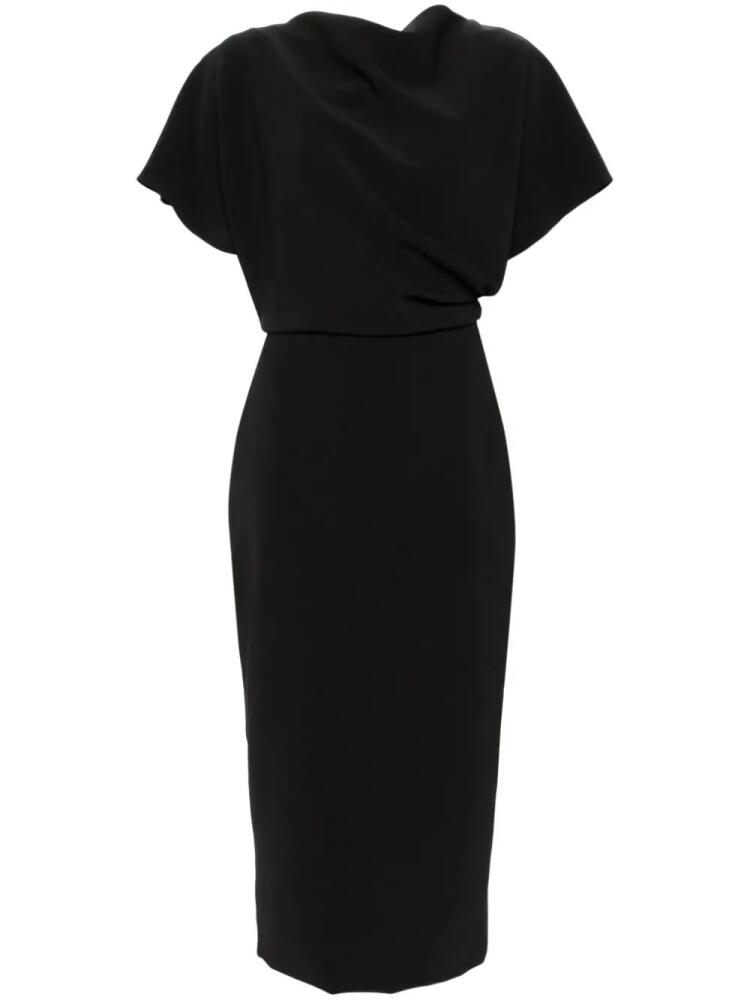 Amsale draped detailing midi dress - Black Cover