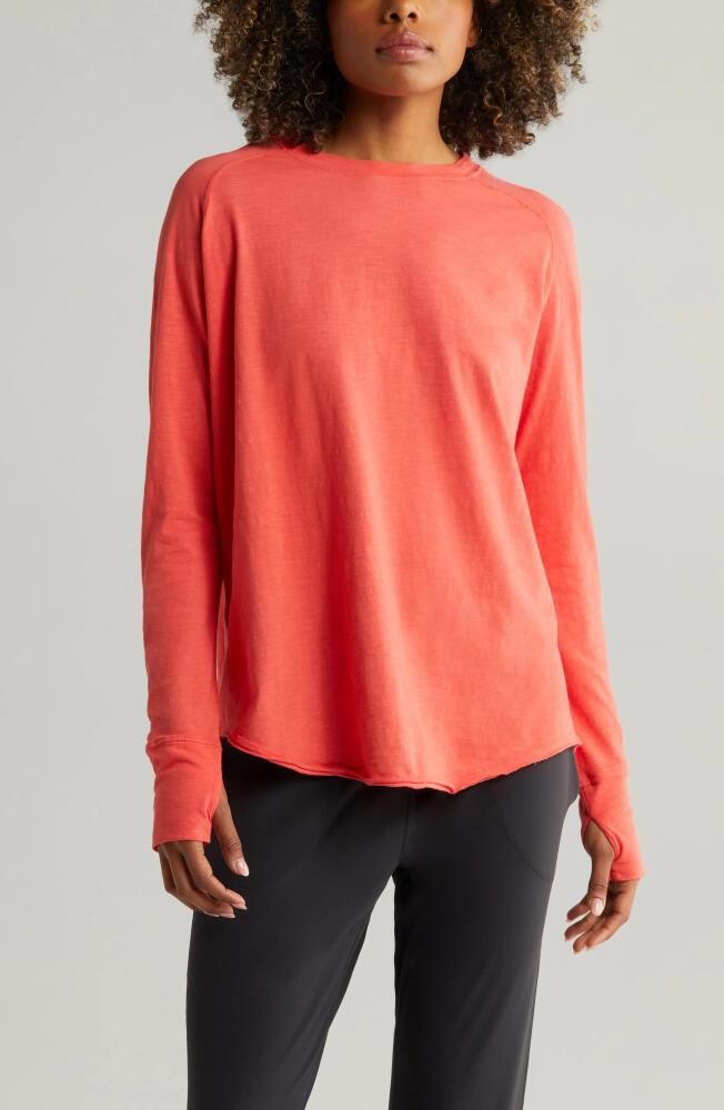 zella Relaxed Long Sleeve Slub Jersey T-Shirt in Cayenne Cover