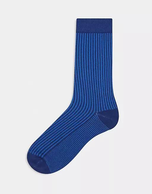 ASOS DESIGN ankle socks in two-tone rib in navy Cover