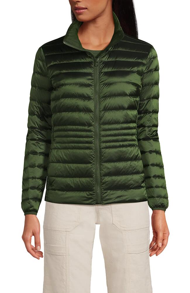 Lands' End Wanderweight Ultralight Packable Down Jacket in Estate Green Shine Cover