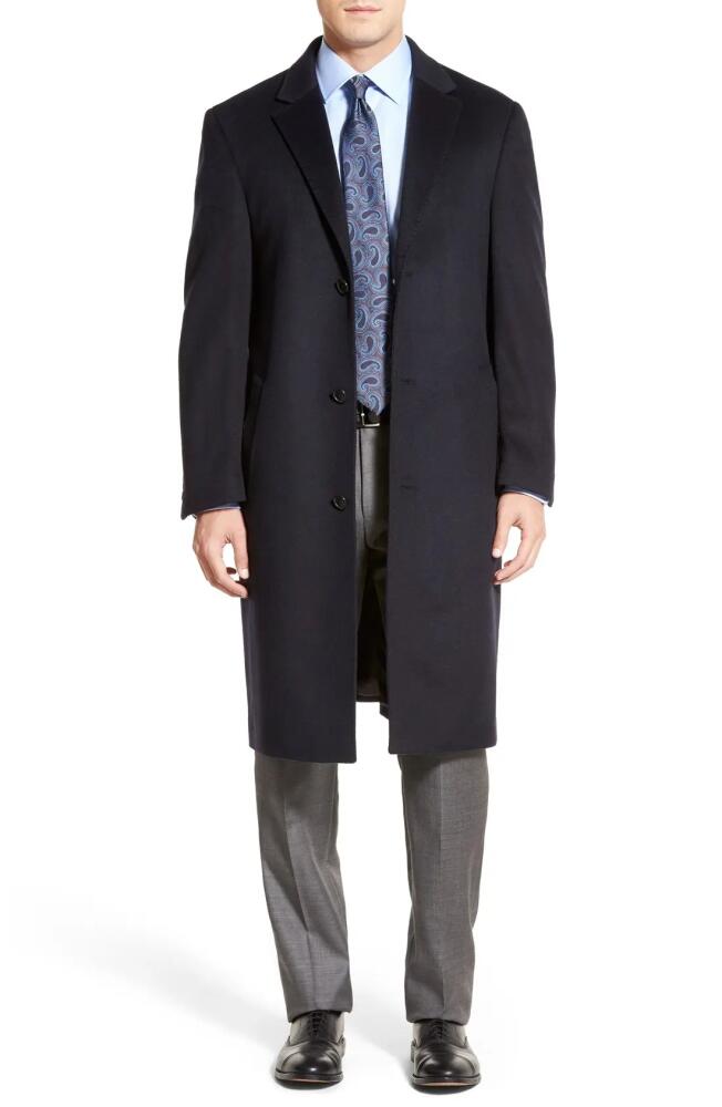 Hart Schaffner Marx Sheffield Classic Fit Wool & Cashmere Overcoat in Navy Cover