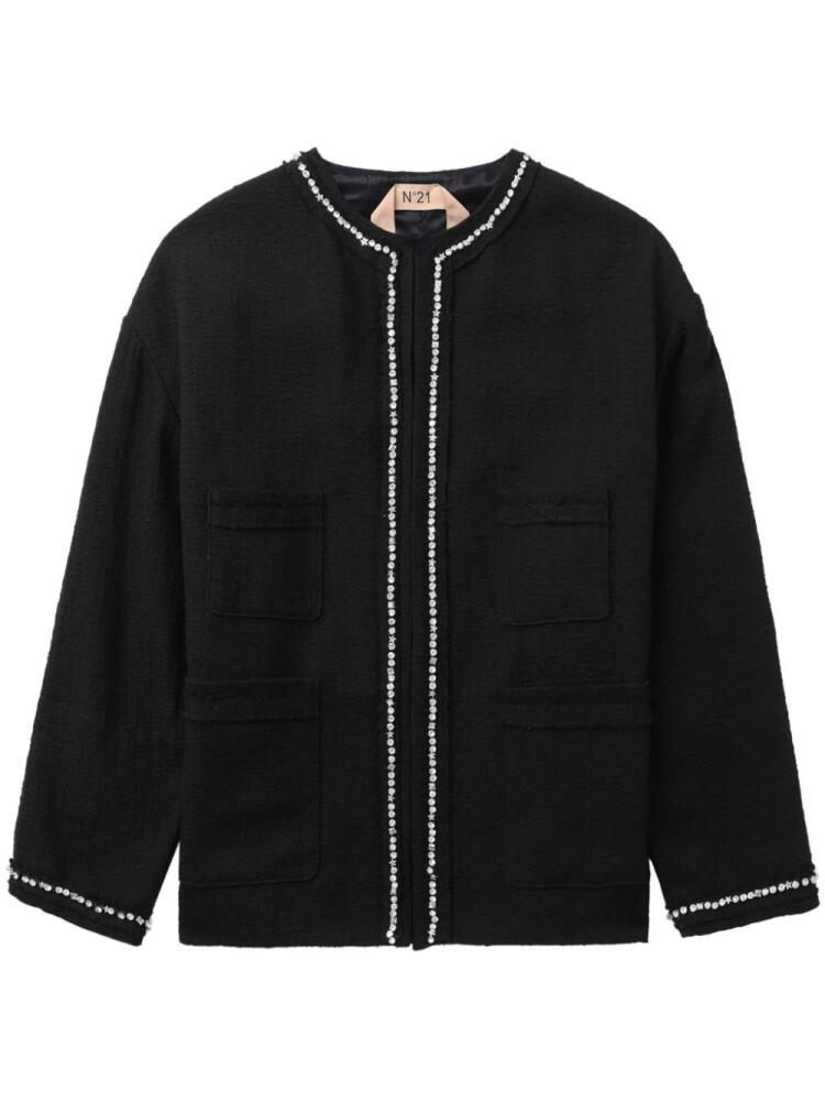 Nº21 crystal-embellished bouclé jacket - Black Cover