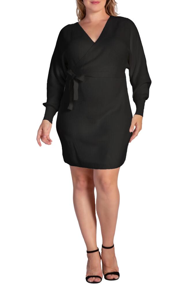 Standards & Practices Ursa Long Sleeve Wrap Sweater Minidress in Black Cover