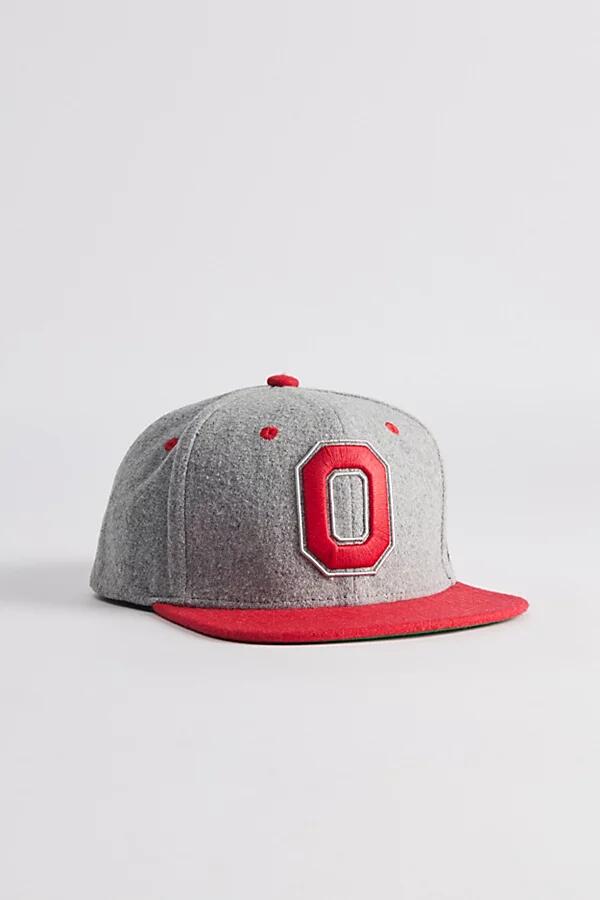 Mitchell & Ness NCAA Ohio State University Melton Patch Snapback Hat in Grey Cover