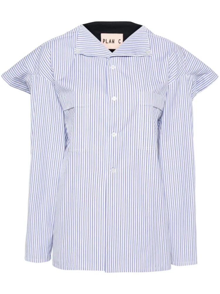 Plan C colourblock panelled shirt - Blue Cover