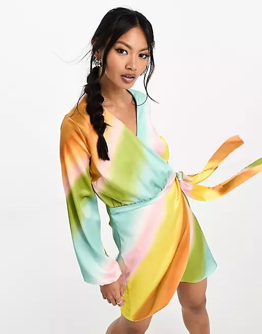 Never Fully Dressed ombre wrap mini dress in multi-metallic Cover