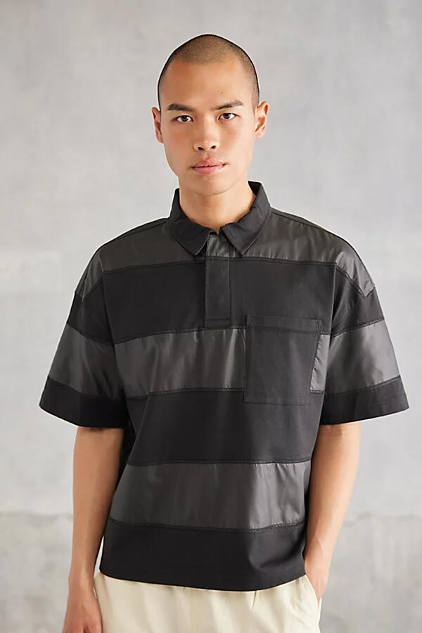 Standard Cloth Striped Rugby Shirt Top in Black Cover