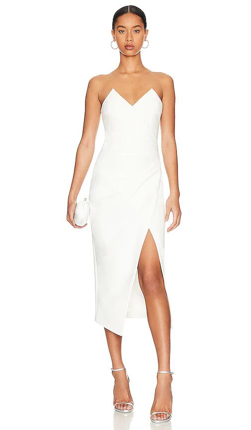 MISHA Easton Bonded Midi Dress in Ivory Cover