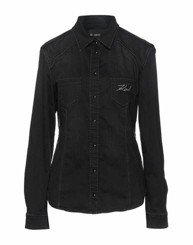 Karl Lagerfeld Woman Denim shirt Black Cotton, Elastomultiester, Elastane Cover