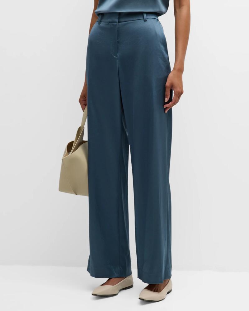 Lafayette 148 New York Sullivan Straight-Leg Satin Pants Cover