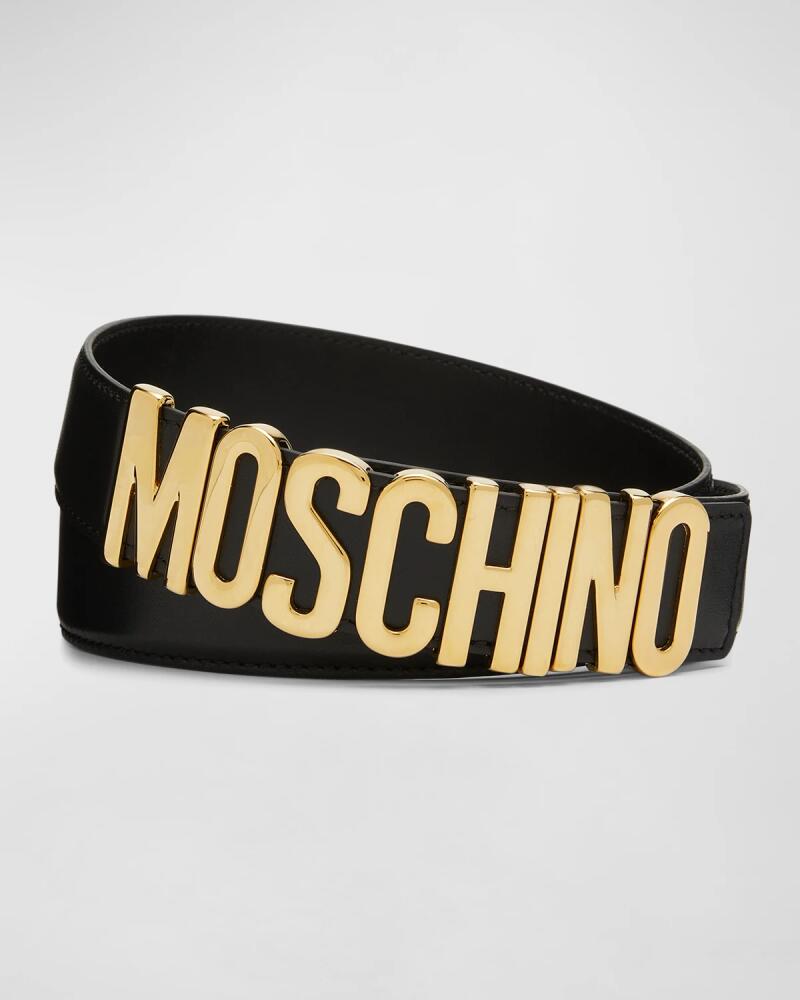 Moschino Men's Logo Buckle Leather Belt Cover