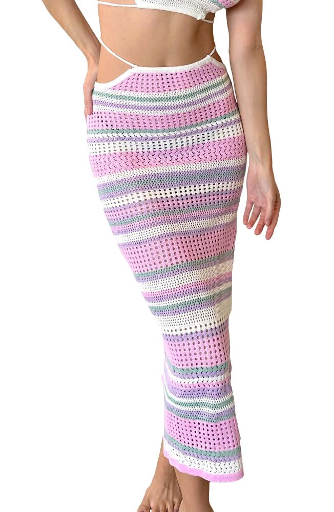 Capittana Lia Stripe Cover-Up Midi Skirt in Multicolor Cover