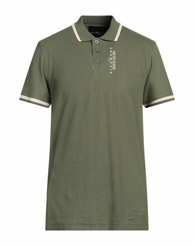 John Richmond Man Polo shirt Military green Cotton Cover