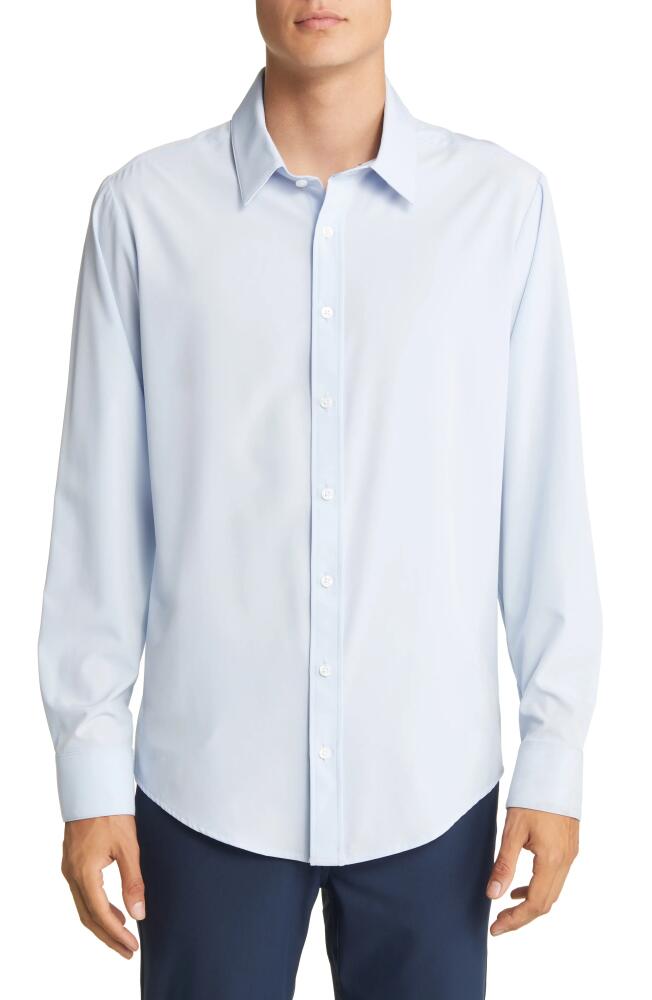 Mizzen+Main Men's Leeward Trim Fit Solid Performance Button-Up Shirt in Light Blue Solid Cover