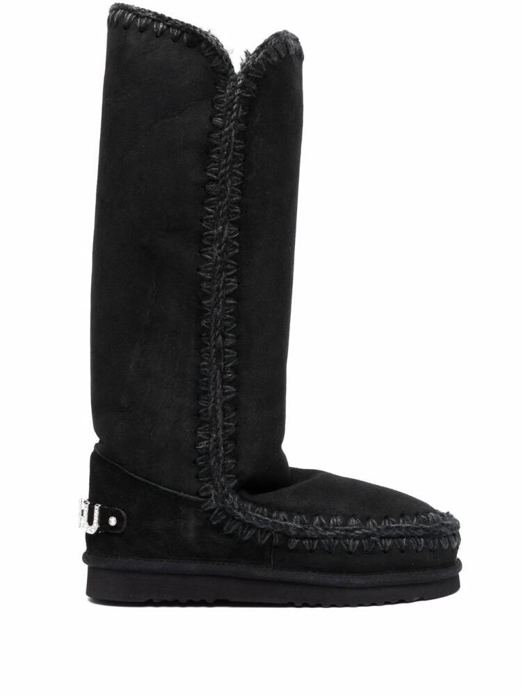 Mou whipstitched sheepskin boots - Black Cover