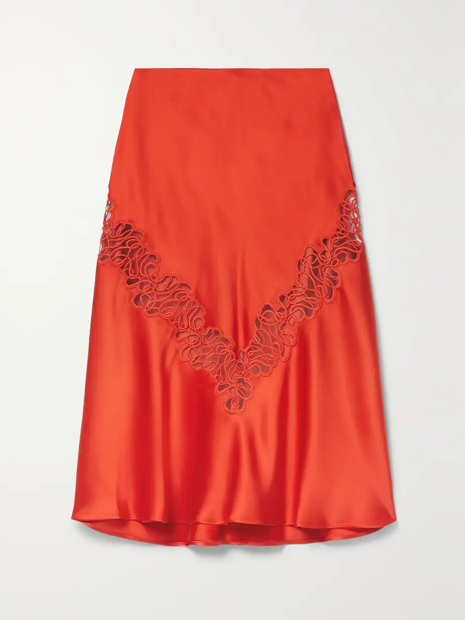 Stella McCartney - Embroidered Tulle-trimmed Satin Skirt - IT48 Cover