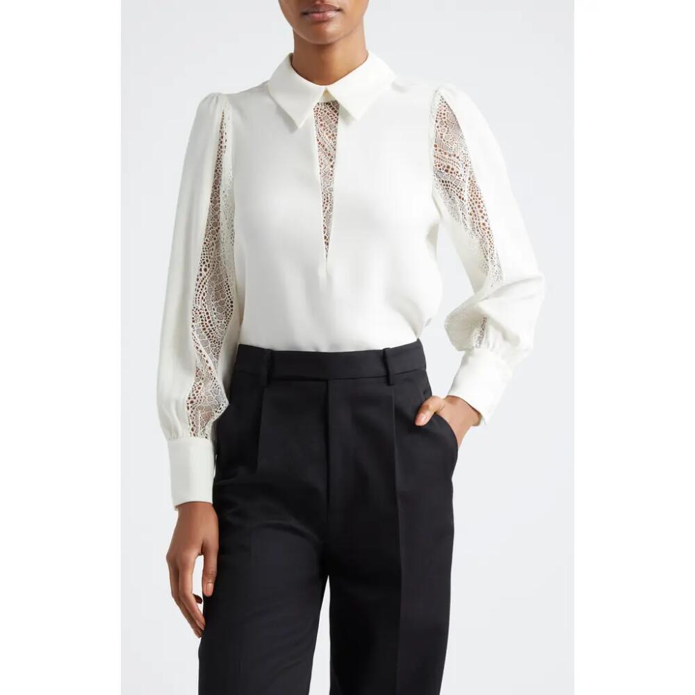 Reiss Renata Lace Trim Shirt in Cream Cover