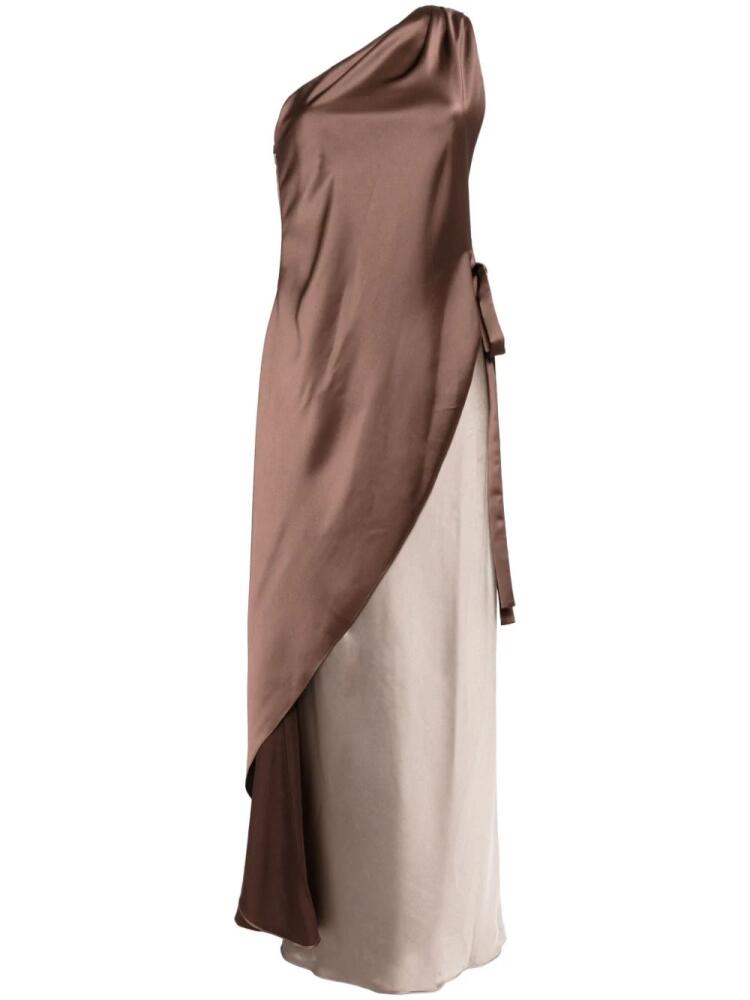 Amsale draped one-shoulder gown - Brown Cover