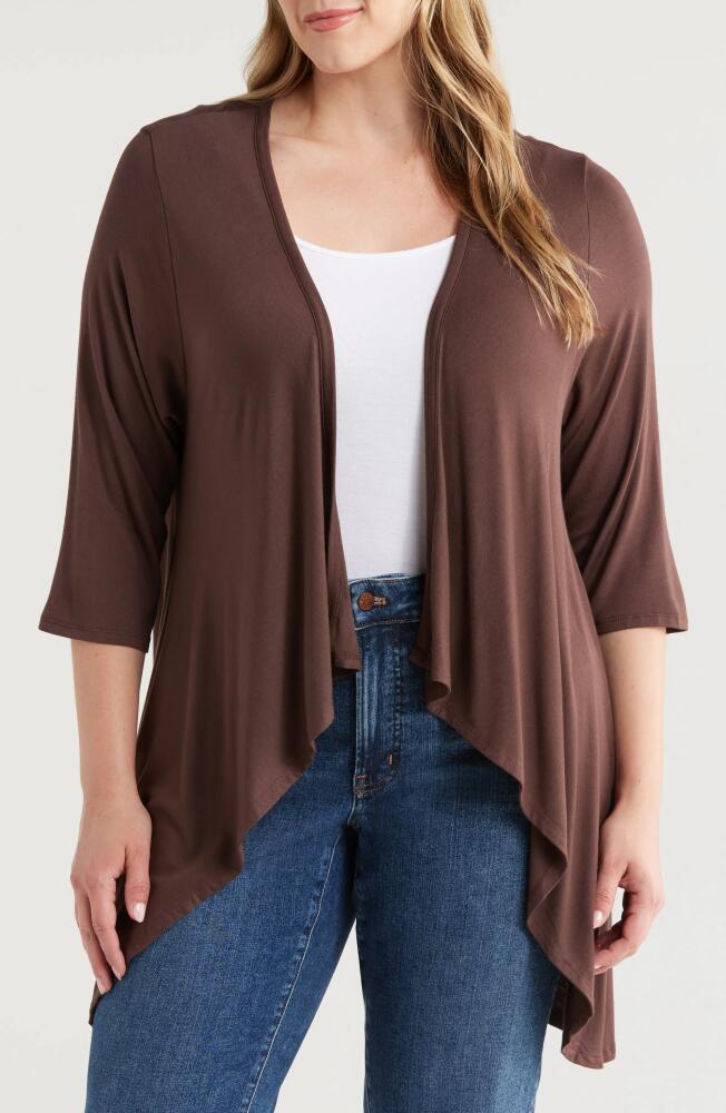 24seven Comfort Apparel Open Front Cardigan in Brown Cover