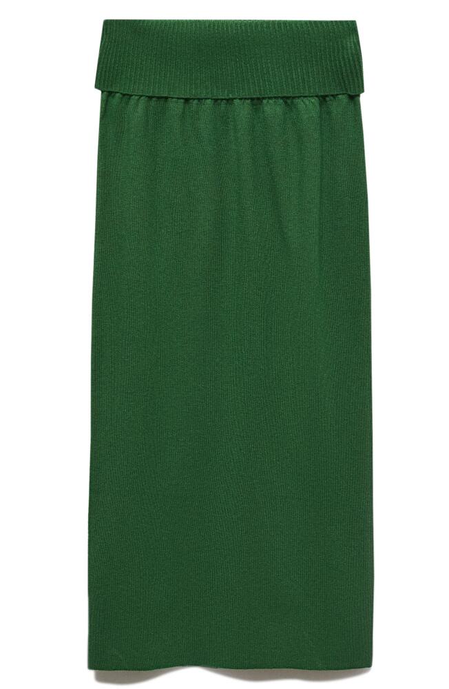 MANGO Knit Midi Skirt in Green Cover