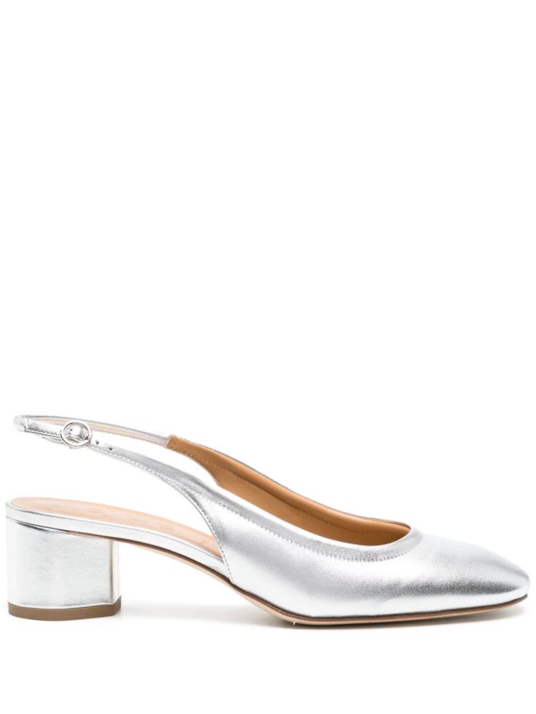 Aeyde Romy 55mm leather pumps - Silver Cover