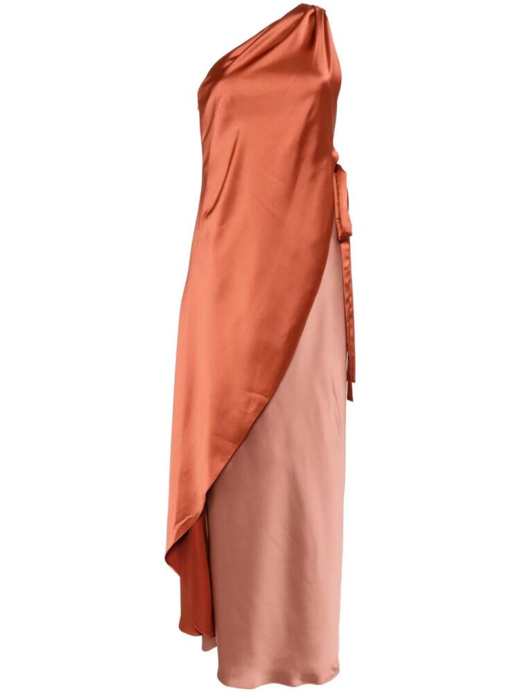 Amsale draped satin gown - Orange Cover