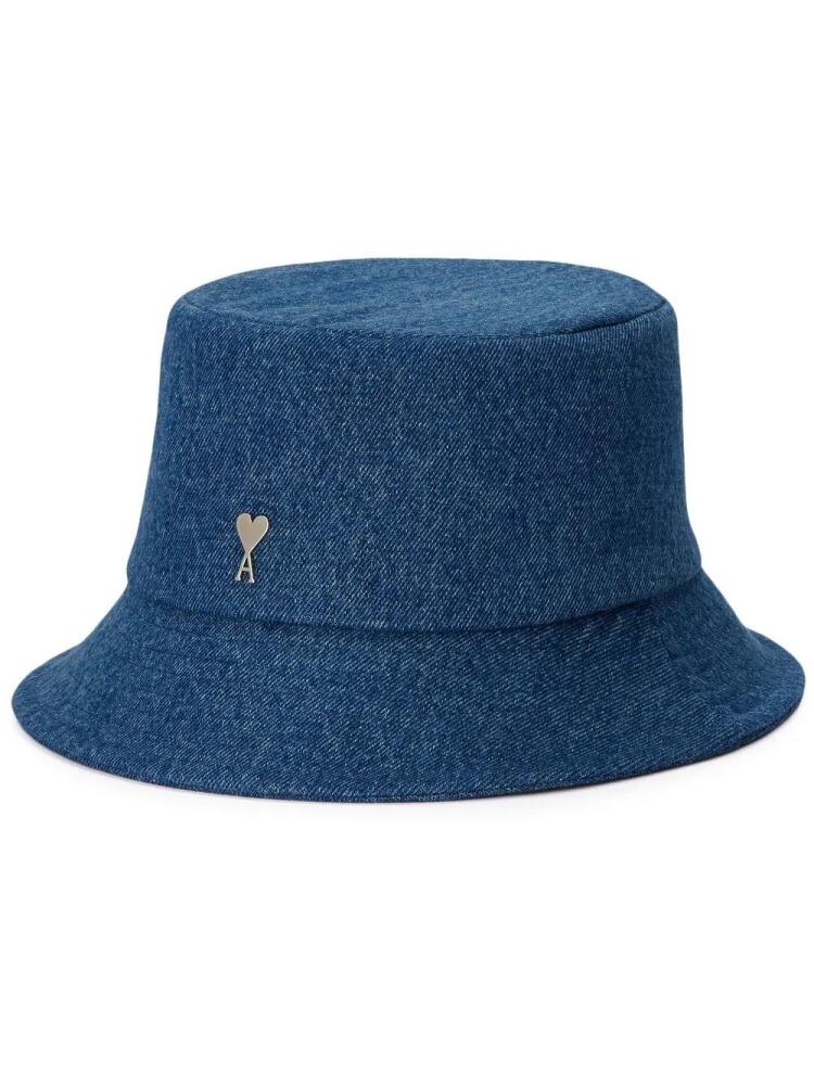 AMI Paris logo-plaque denim bucket hat - Blue Cover