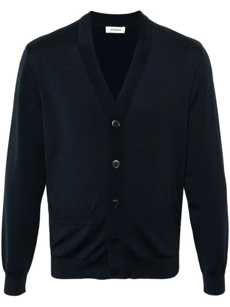 SANDRO V-neck button-fastening cardigan - Blue Cover