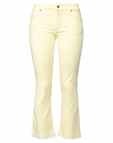 Avantgar Denim By European Culture Woman Pants Light yellow Cotton, Polyester, Elastane Cover