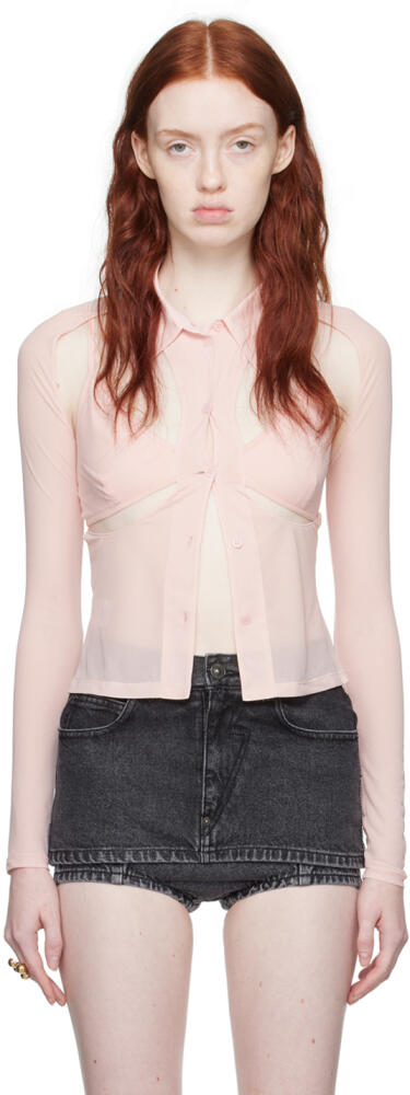 Pushbutton Pink Cutout Shirt Cover